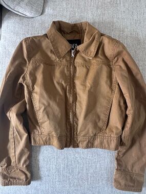 Zara Brown Utility Jacket Cropped Zara